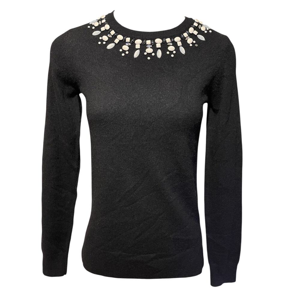 Saks Fifth Avenue Women’s Black Jewel Neck Cashmere Sweater Sz XS